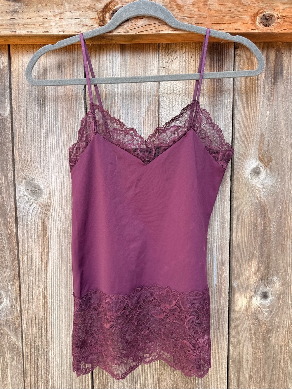 Women's Lace Trim Camisole - Empire Plum